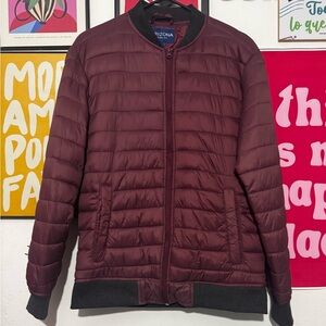 Arizona Jean Company Red Quilted Puffer Jacket with Stand-Up Collar